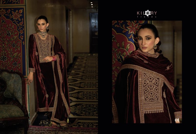 Tareef By Kilory Pure Valvet With Embroidery Work Dress Material
